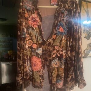 Johnny Was Multicolor Floral Button Down Shirt